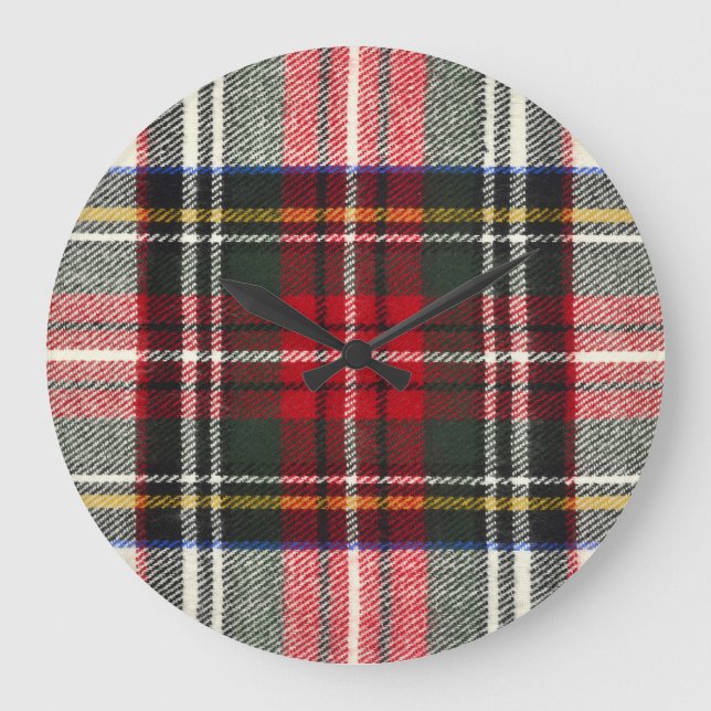 Reloj Redondo Grande Funda escocesa roja y blanca. (Anverso)