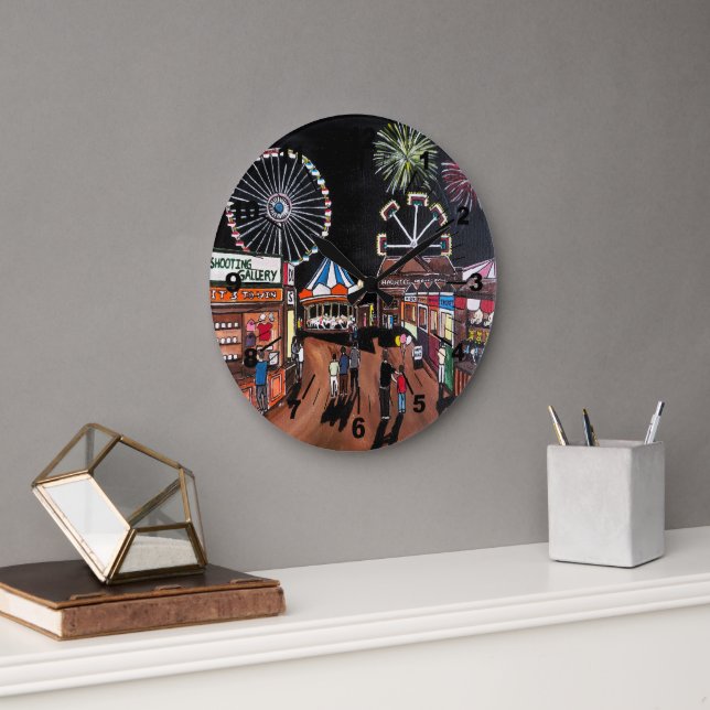 Reloj Redondo Grande Funfair at Night Painting by Alfred Fox (Oficina)