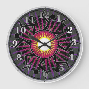 Reloj Redondo Grande Funky Abstract Sun Rays Wall Clock