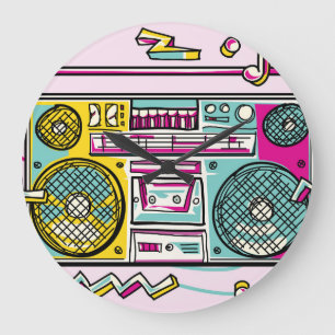 Reloj Redondo Grande Funky Boombox Colorful Drake Design