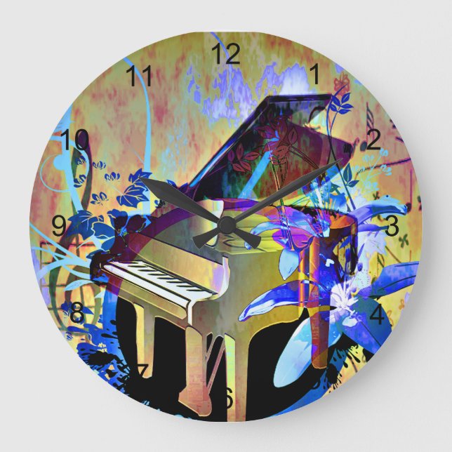 Reloj Redondo Grande Funky Digitally Colored Piano (Anverso)