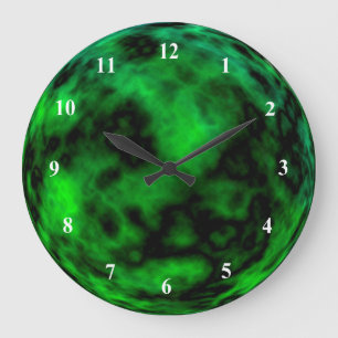 Reloj Redondo Grande Funky Neon Green Emerald Halloween Abstract