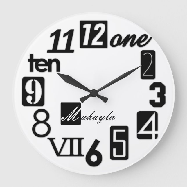 Reloj Redondo Grande Funky Numerra Square Wall Clocks - personalizado (Anverso)