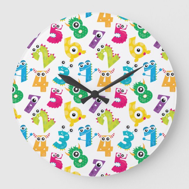 Reloj Redondo Grande Funky Personalizado Monstruo Números Maestros Patr (Anverso)