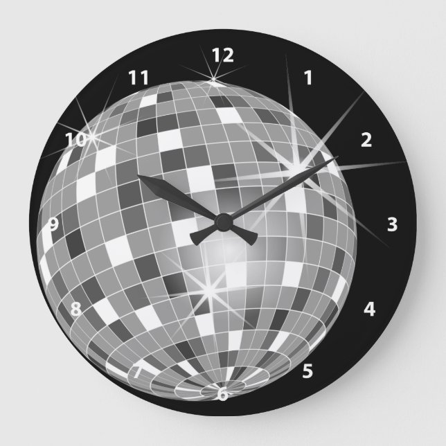 Reloj Redondo Grande Funky Silver Purpurina Disco Ball Clock (Anverso)