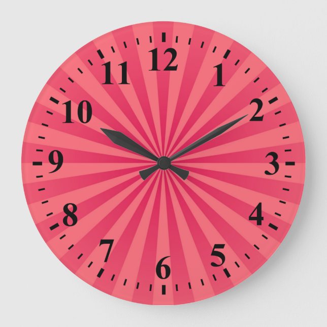 Reloj Redondo Grande Funky Sun Rays Retro Strips #9 (Anverso)
