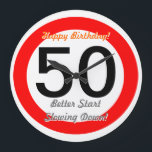 Reloj Redondo Grande Funny 50th Birthday Chiste 50 Road Rótulo Speed Li<br><div class="desc">Gracioso Chiste 50 cumpleaños 50 Road Rótulo Velocidad límite reloj. ¡El tiempo avanza! Dé este gran reloj de cumpleaños número 50 con la edad de personalizable "50" y textos de personalizable "Feliz cumpleaños" y "¡Mejor Empieza a reducir la velocidad!". Este gran reloj humorístico de 50 años es totalmente personalizable, ¡agrega...</div>