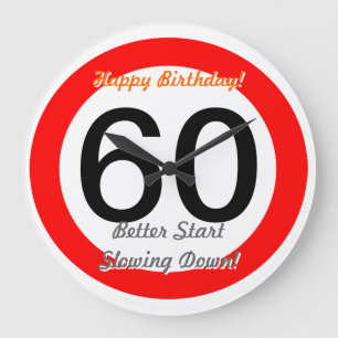 Reloj Redondo Grande Funny 60 cumpleaños Chiste 60 límite de velocidad 