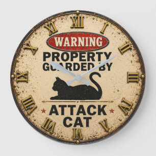Reloj Redondo Grande Funny Attack Cat