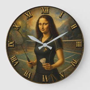 Reloj Redondo Grande Funny Badminton Mona Lisa Shuttlecock Gift 
