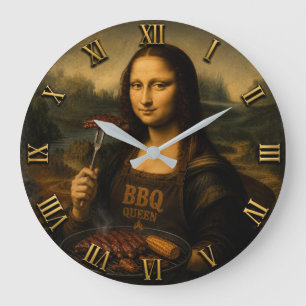 Reloj Redondo Grande Funny BBQ Mona Lisa