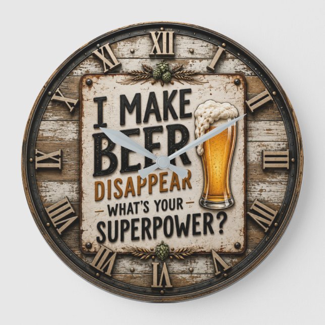 Reloj Redondo Grande Funny Beer  (Anverso)