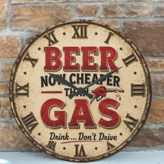 Reloj Redondo Grande Funny Beer Garage Decor  (Subido por el creador)