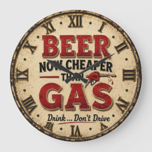Reloj Redondo Grande Funny Beer Garage Decor