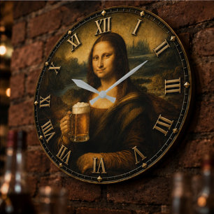 Reloj Redondo Grande Funny Beer Mona Lisa Cheers Renaissance Art