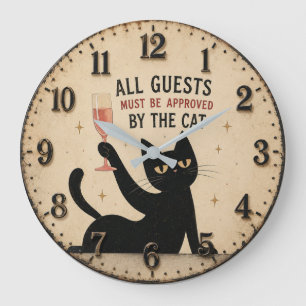 Reloj Redondo Grande Funny Black Cat 