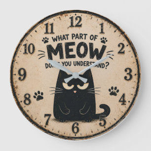 Reloj Redondo Grande Funny Black Cat