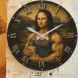 Reloj Redondo Grande Funny Bodybuilder Mona Lisa Gym Queen Renaissance