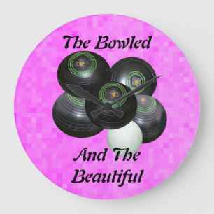 Reloj Redondo Grande Funny Bowls de césped rosado con bello diseño,