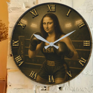 Reloj Redondo Grande Funny Boxing Mona Lisa Boxing Champion Gift