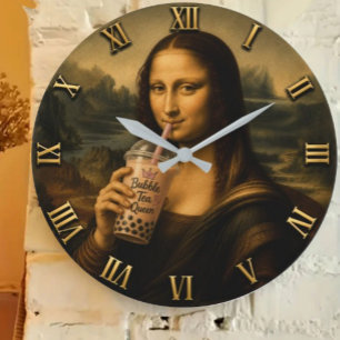 Reloj Redondo Grande Funny Bubble Tea Mona Lisa