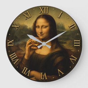 Reloj Redondo Grande Funny Burger Mona Lisa Classic Art Meets Fast Food