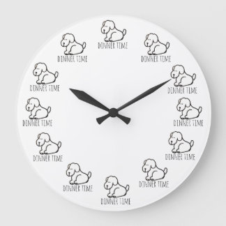 Reloj Redondo Grande Funny Cartoon Hungry Dog Dinner Time Clock