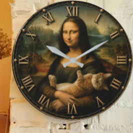 Reloj Redondo Grande Funny Cat Lover Mona Lisa Cute Ginger Cat Renaissa