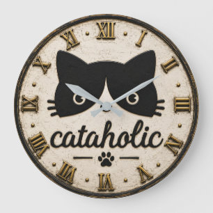 Reloj Redondo Grande Funny Cataholic Cat