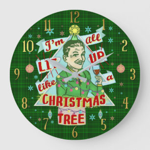 Reloj Redondo Grande Funny Christmas Retro Drinking Humor Man Lit Up