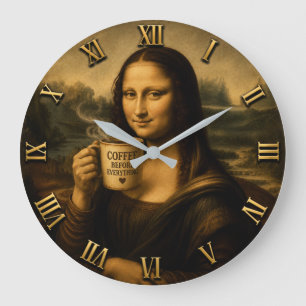 Reloj Redondo Grande Funny Coffee Mona Lisa
