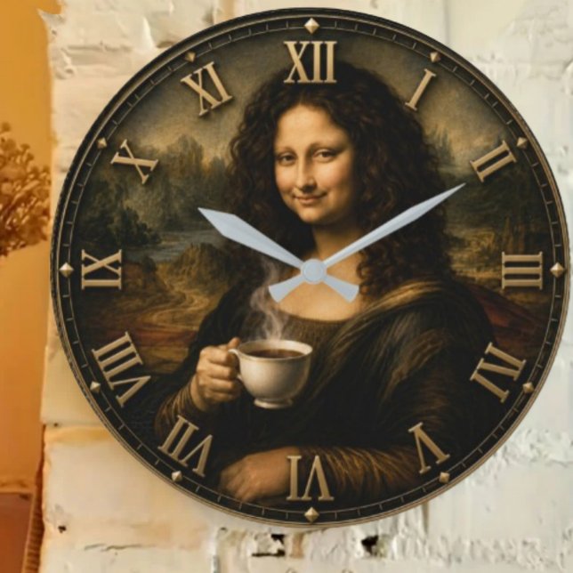 Reloj Redondo Grande Funny Coffee Mona Lisa (Subido por el creador)