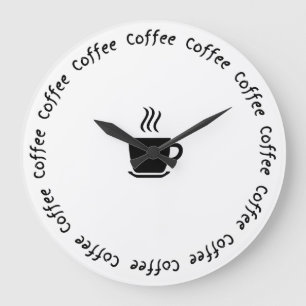 Reloj Redondo Grande Funny Coffee Wall Clock - "Coffee O’Clock"