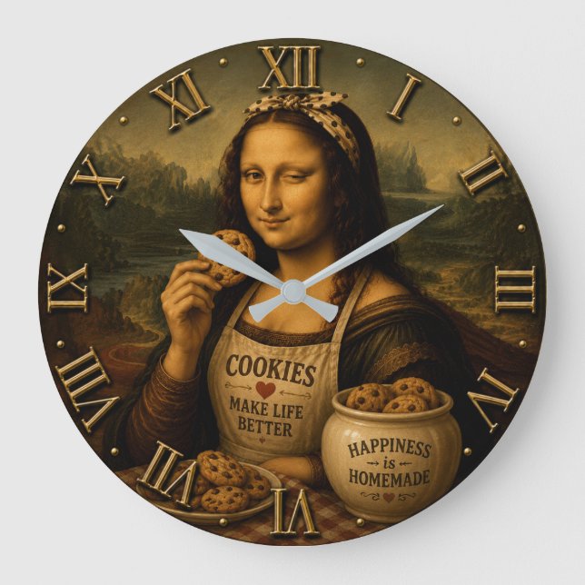 Reloj Redondo Grande Funny Cookie Mona Lisa (Anverso)