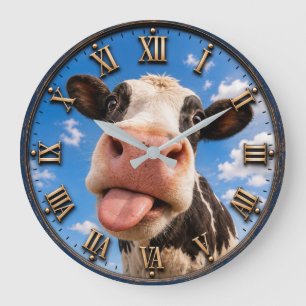 Reloj Redondo Grande Funny Cow Cute Farm Animal Rustic Decor