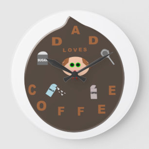 Reloj Redondo Grande Funny Dad Monster Loves Coffee Wall Clock