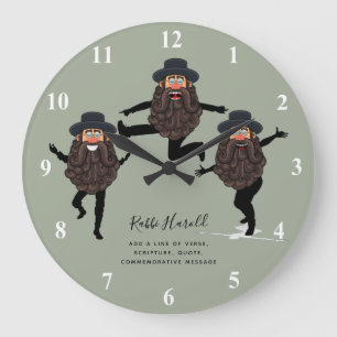 Reloj Redondo Grande FUNNY Dancing RABBI personalizado con texto