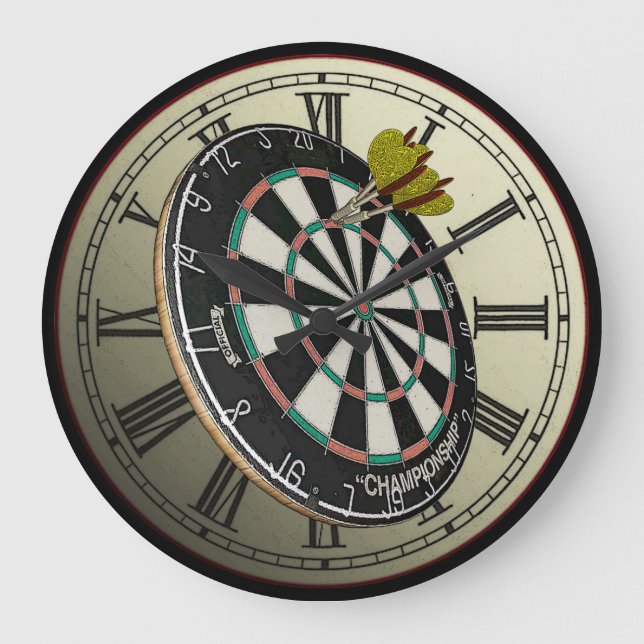 Reloj Redondo Grande Funny Dartboard Design Wall Clock (Anverso)