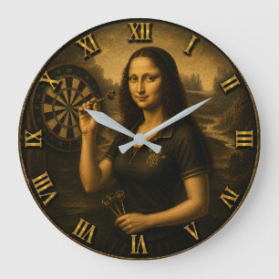 Reloj Redondo Grande Funny Darts Mona Lisa Bullseye Game Room Gift