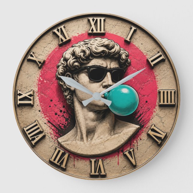 Reloj Redondo Grande Funny David Bubble Gum Pop Art Michelangelo Statue (Anverso)