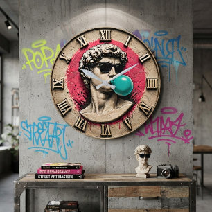 Reloj Redondo Grande Funny David Bubble Gum Pop Art Michelangelo Statue