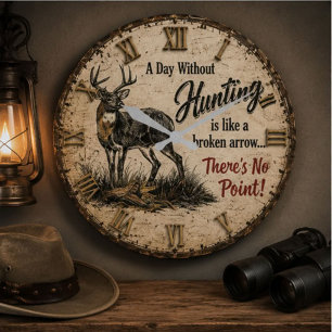 Reloj Redondo Grande Funny Deer Hunter Cabin Hunting Joke Gift Lodge