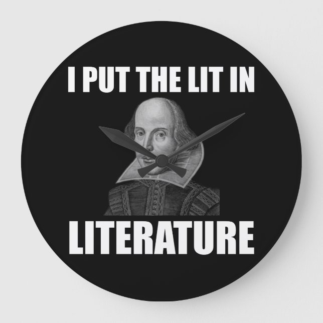 Reloj Redondo Grande Funny del fan de la literatura de Shakespeare (Anverso)