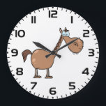 Reloj Redondo Grande Funny Derpy Horse Silly Brown Stallion<br><div class="desc">Keep track of time with a giggle using this funny horse wall clock. This functional home decor piece features a derpy brown stallion with a whimsical expression that makes every hour a little brighter. Perfect for a kids room, kitchen, or barn office, this silly pony clock is a unique gift...</div>