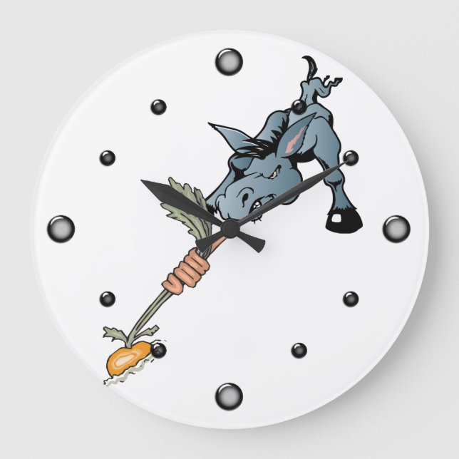 Reloj Redondo Grande Funny Donkey and Carrot Wall Clock (Anverso)