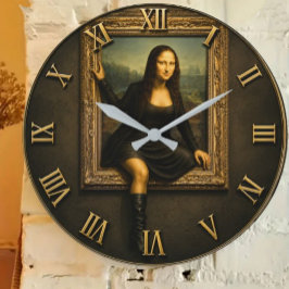 Reloj Redondo Grande Funny Escaping Mona Lisa Stepping Out of the Frame
