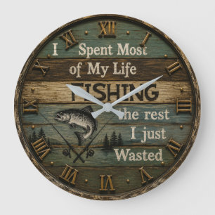 Reloj Redondo Grande Funny Fishing Rustic Fisherman Cabin