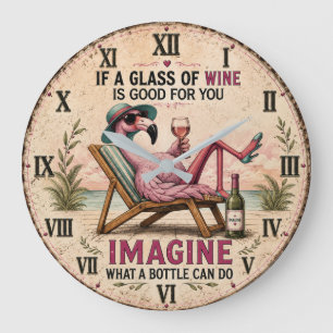 Reloj Redondo Grande Funny Flamingo Beach