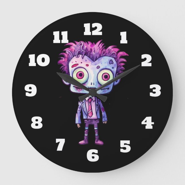 Reloj Redondo Grande Funny Frankenstein Monster Halloween Fun (Anverso)