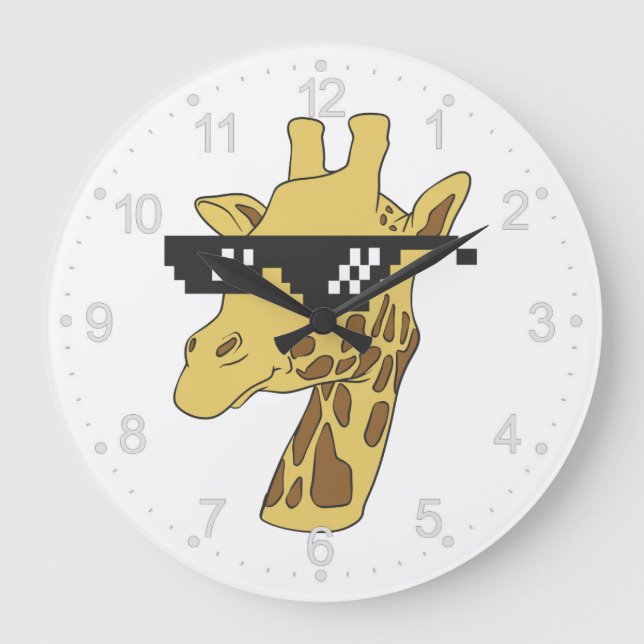Reloj Redondo Grande Funny giraffe with sunglasses illustration (Anverso)